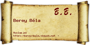 Berey Béla névjegykártya